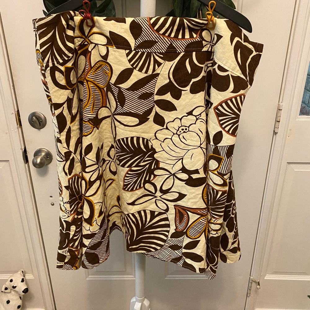 Metro Wear Floral Linen Full Midi Skirt 3X